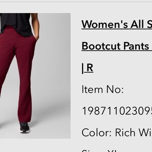 Women's All Seasons Rich Wine Bootcut Pants